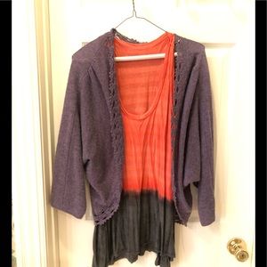 Racer back long tank with purple sweater